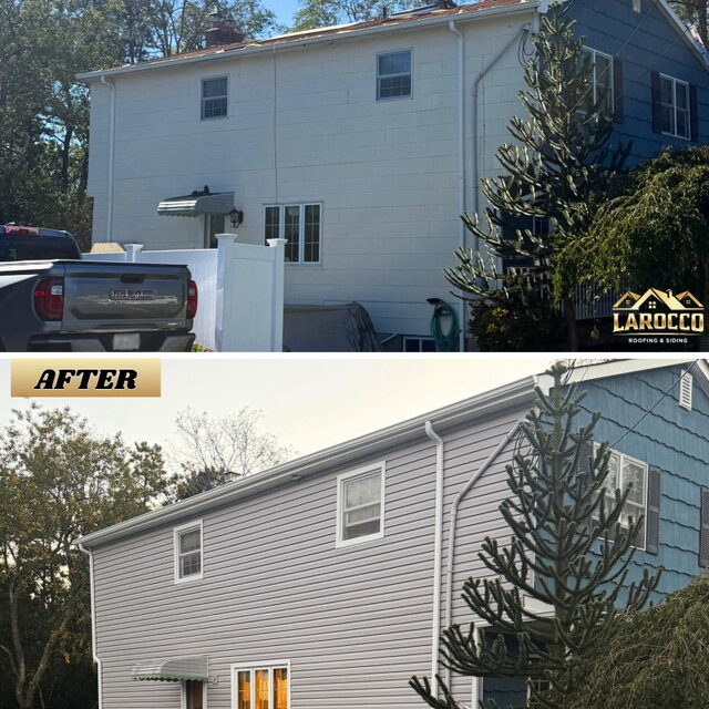 A before and after of our recently finished roofing, siding, and gutter replacement on this beautiful home in…